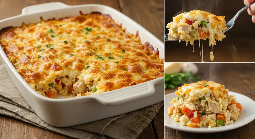 cheesy chicken and rice bake