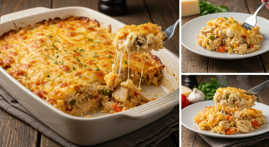 cheesy chicken and rice bake