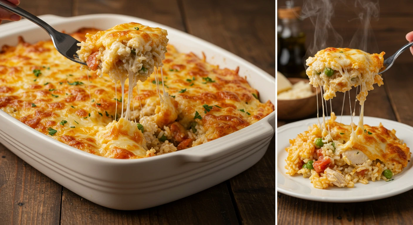 cheesy chicken and rice bake